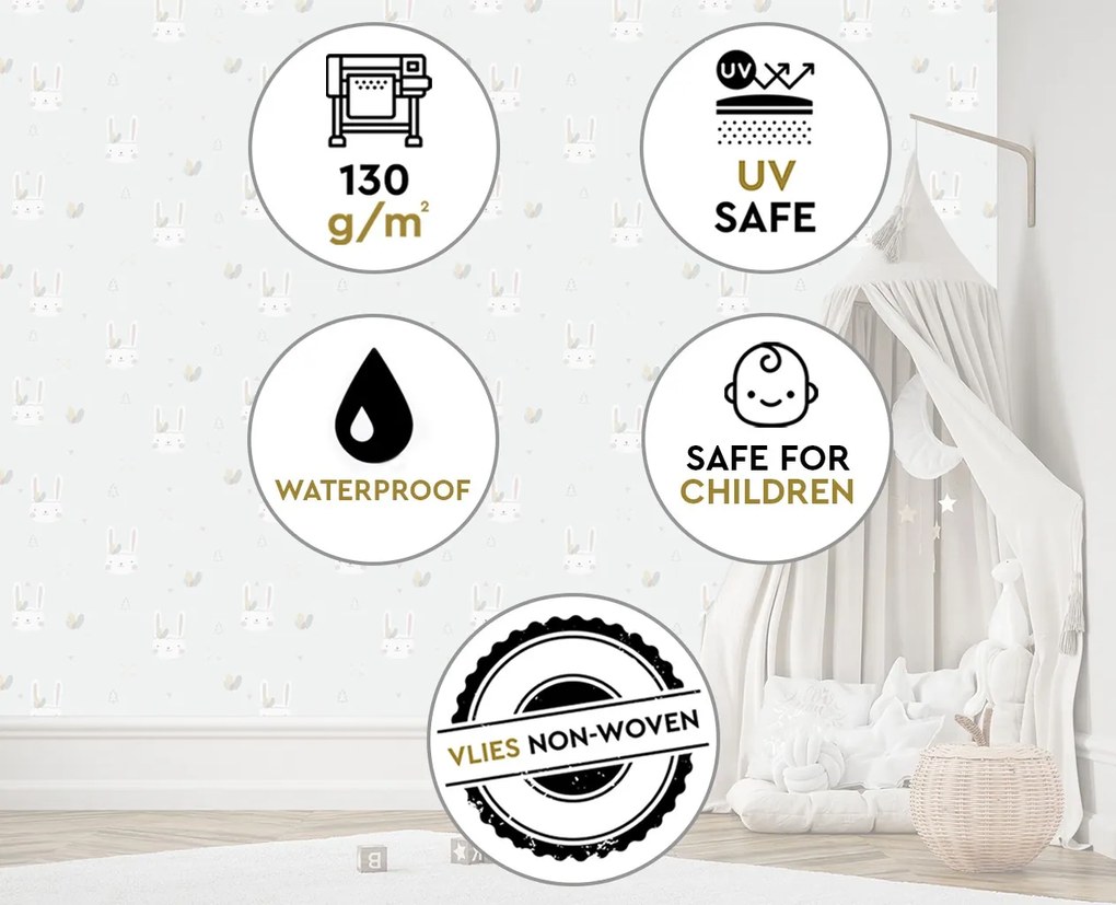 Gario Fotótapéta Boho fehér nyuszik Anyag: Vlies, Méret: 100 x 70 cm