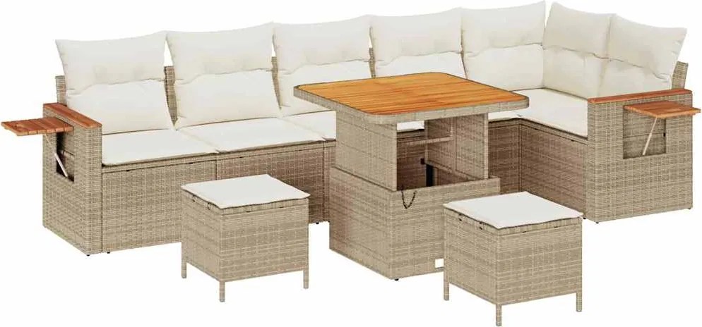 vidaXL Kerti Kanapé Szett párnával 9 pcs Beige és krém