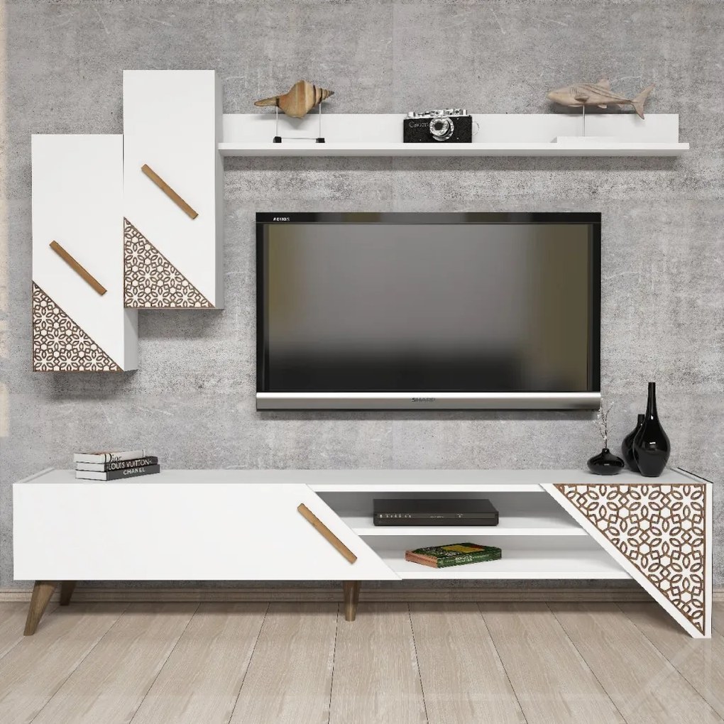 Beril TV-állvány, fehér, 180 cm – TR845HCT3001