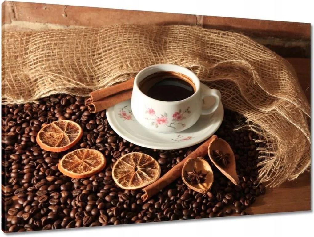 Vászonkép 90x60 Kávé és szárított narancs