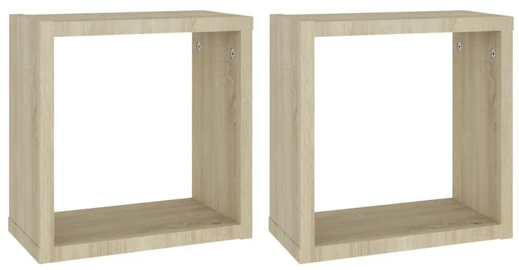2 db sonoma tölgy színű fali kockapolc 30 x 15 x 30 cm