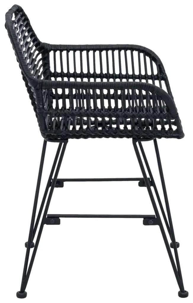 Étkezőszék 2 pcs Fekete 55 x 50 x 74 cm Rattan és Vas