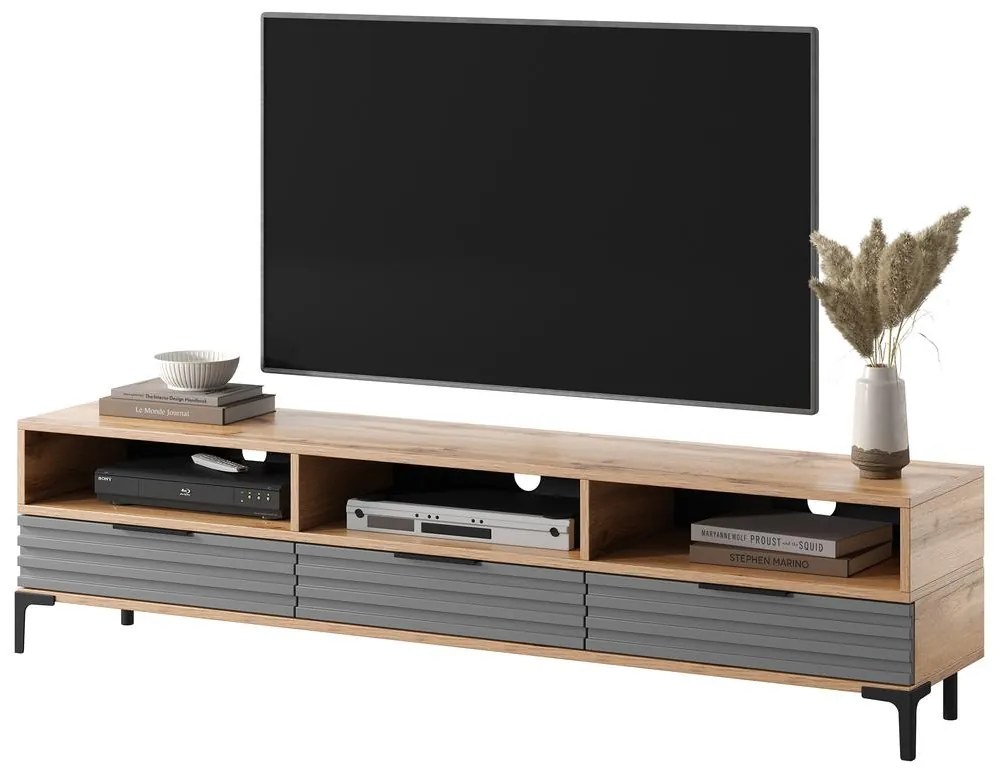 Tv szekrény/asztal Ricko 3D  (természetes tölgy + szürke). 1098751