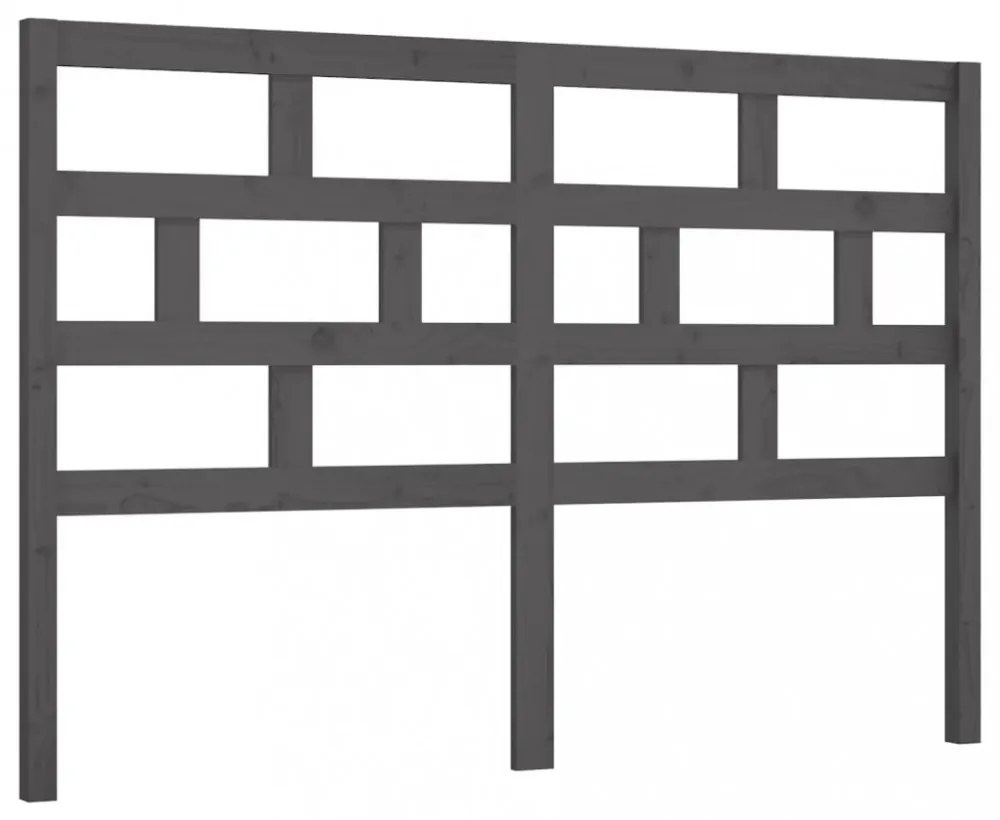 szürke tömör fenyőfa ágyfejtámla 156 x 4 x 100 cm