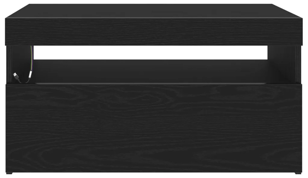 LED-es tévékabinet, fekete tölgy, 75x35x40 cm, összeszerelve, fa