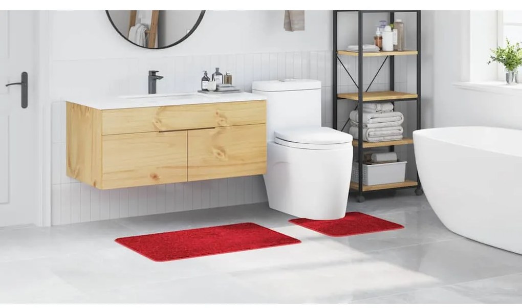 Csúszásmentes fürdőszőnyeg készlet 2 pcs Piros PP