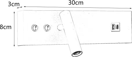 Brilagi-LED NOCTIS fali spotlámpa USB-porttal LED/3W/230V+LED/9W fehér