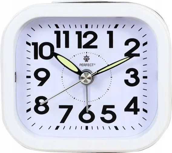 Fehér Téglalap Alakú Ébresztőóra Perfect BB08006 Szundi Háttérvilágítás 8x7 cm