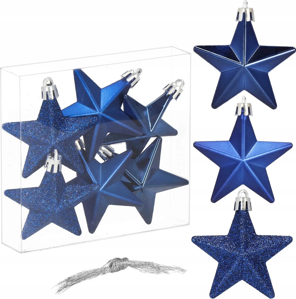 Karácsonyfa Bombák Csillagok Karácsonyfa Díszek Medál Szett 6 db-os Törhetetlen