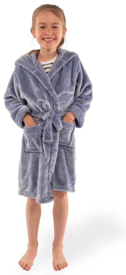 Kék mikroplüss gyerek fürdőköpeny, 122-128 Delux – Tiseco Home Studio