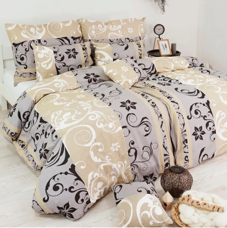 EMI Lilien szürke-bézs pamut ágyneműhuzat