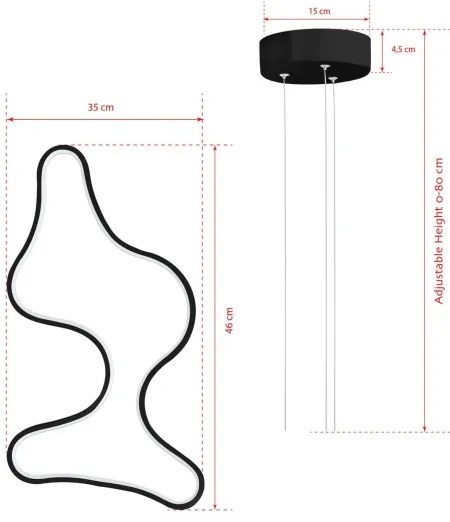 ARTISAN LED csillár kábelen, 36W, 230V, 4000K, fekete