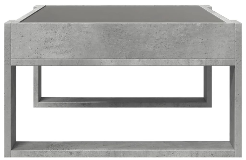 betonszürke végtelen hatású LED-es dohányzóasztal 70x53x30 cm