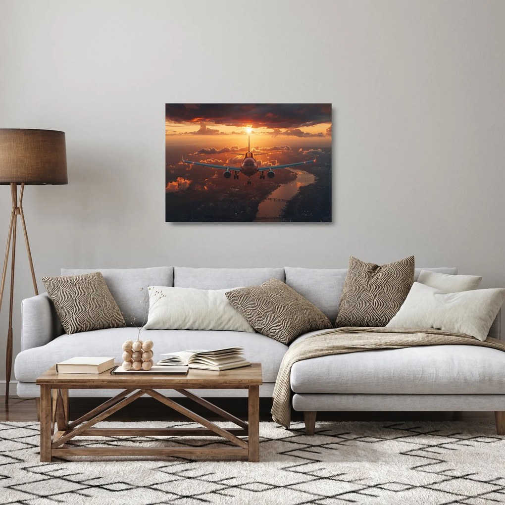 Üveg kép - Szállító repülőgép (70x50 cm)