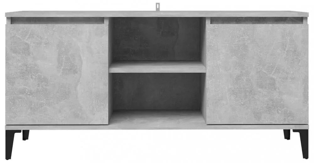 betonszürke TV-szekrény fémlábakkal 103,5 x 35 x 50 cm