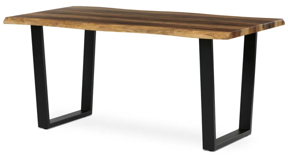 Étkezőasztal, 160x90x75 cm, MDF lap, régi fa dekor, U alakú fém lábak