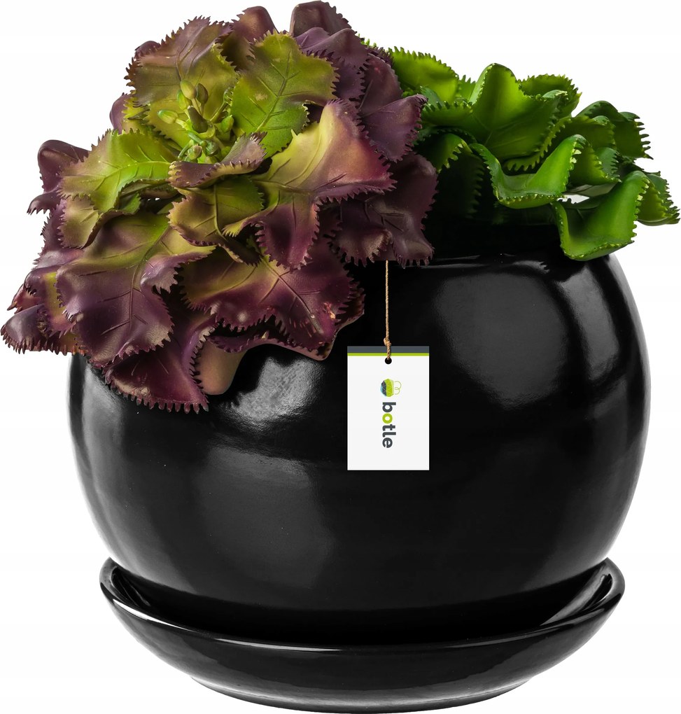 Kerámia kaspó Gömb 2 állvánnyal, fekete