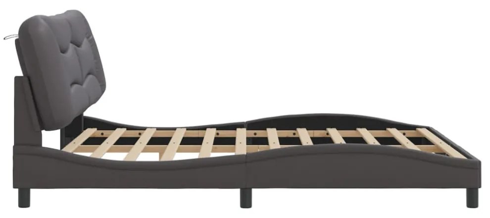 szürke ágykeret LED-ekkel matrac nélkül Hvar 180 x 200 cm