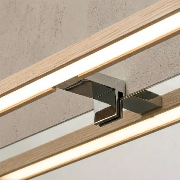 Brilagi-LED Fürdőszobai tükörvilágítás 3 az 1-ben WOODY MIRROR LED/12W/230V 60 cm IP44 króm/tölgy