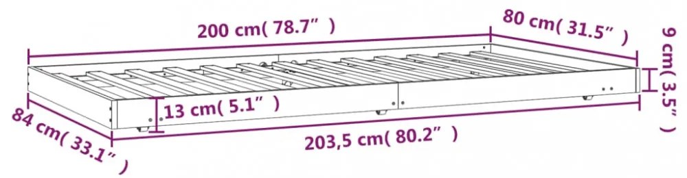 mézbarna tömör fenyőfa ágykeret 80 x 200 cm