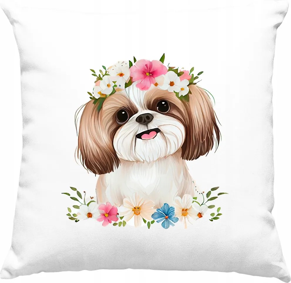 Virágos kutya párna Akvarell fehér