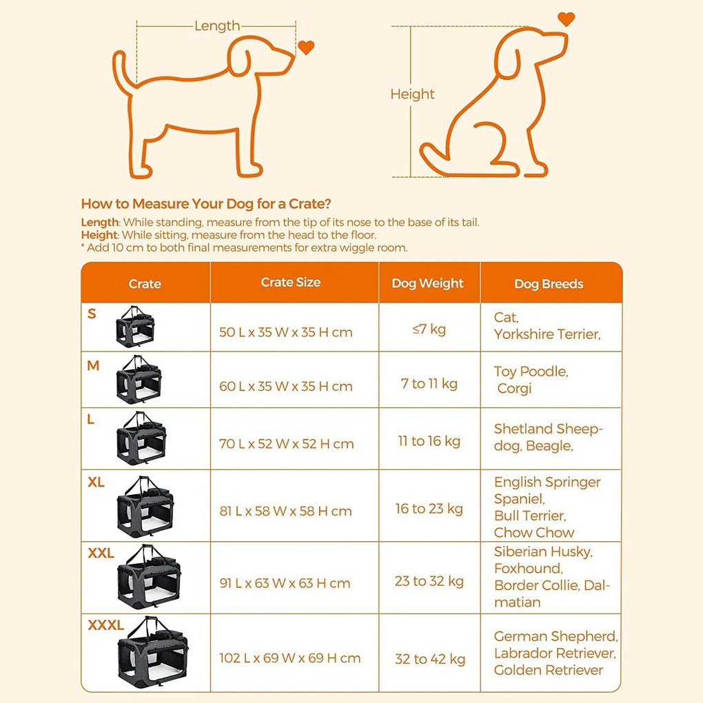 Összecsukható kutyahordozó, l-es szállítótáska, szürke | feandrea