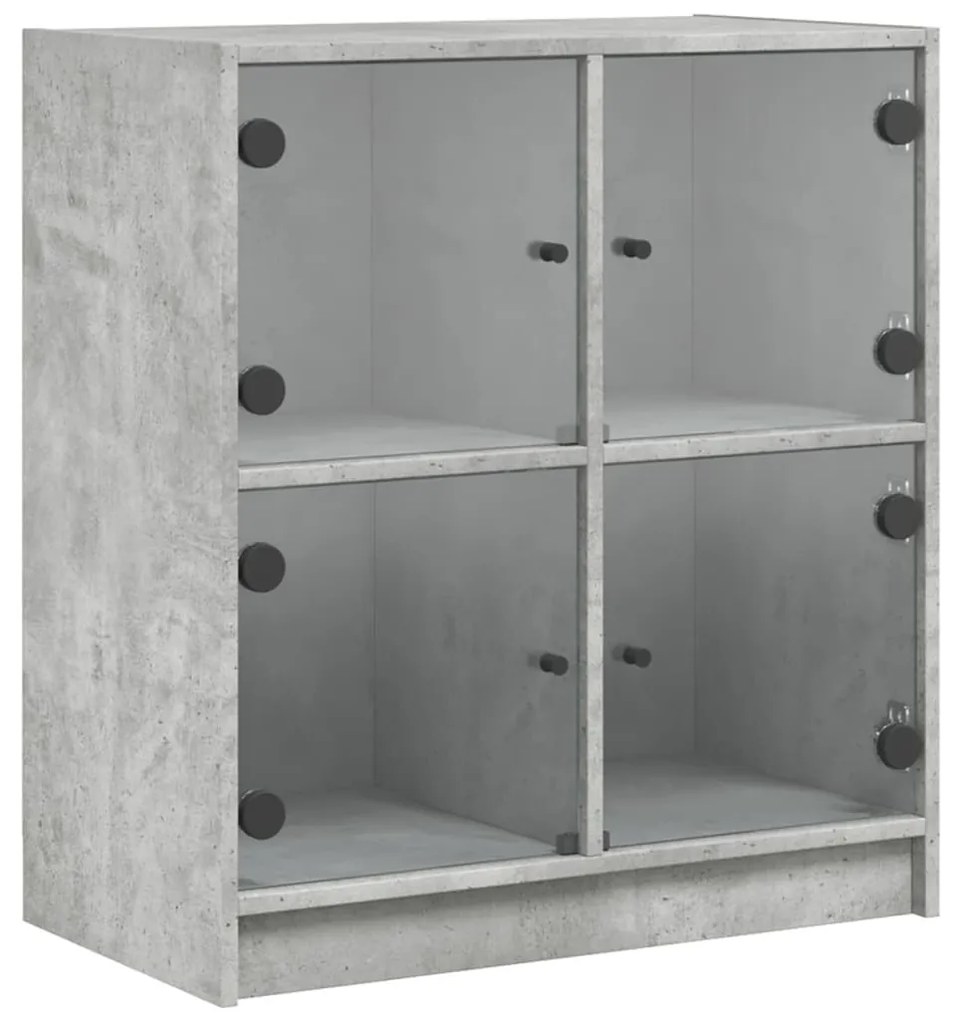 betonszürke kisszekrény üvegajtókkal 68 x 37 x 75,5 cm