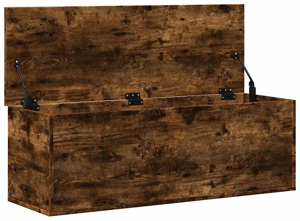 füstös tölgy színű szerelt fa tárolóláda 102 x 35 x 35 cm