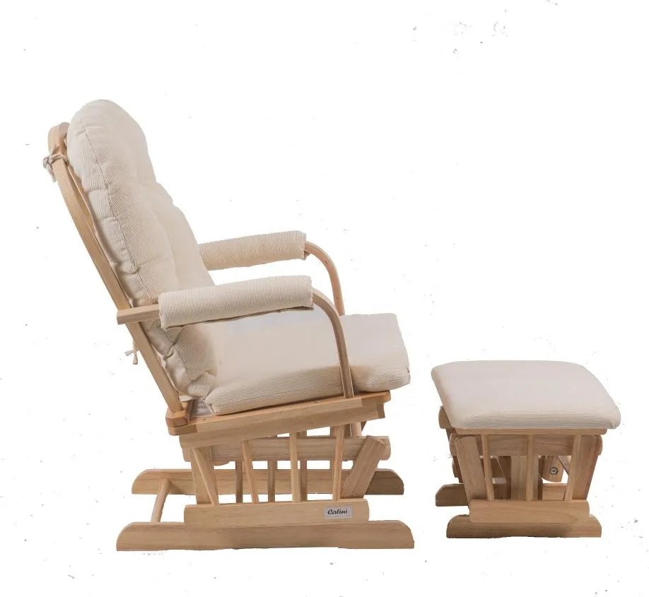 Catini TREVISO Kényelmes relax fotel taburettel, világos fa