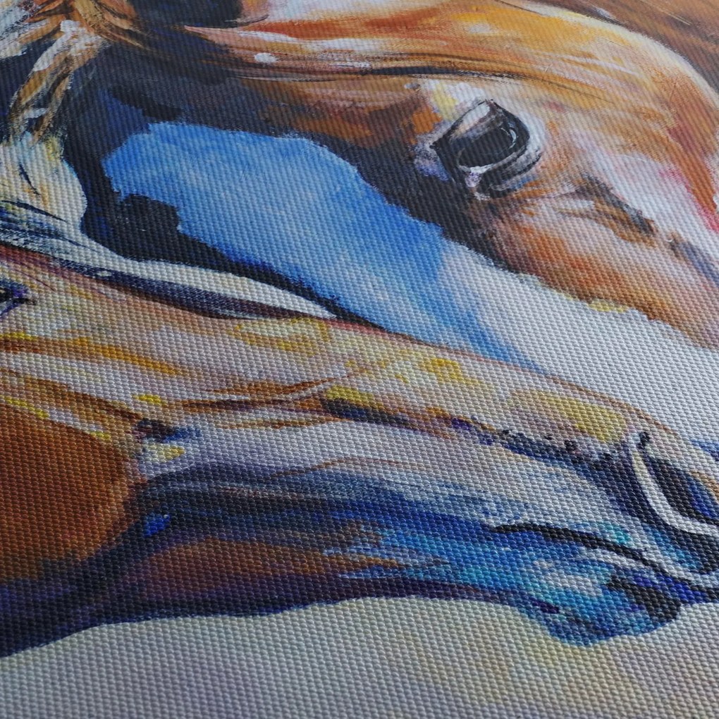 Kép - szerelmes lovak (órával) (90x30 cm)
