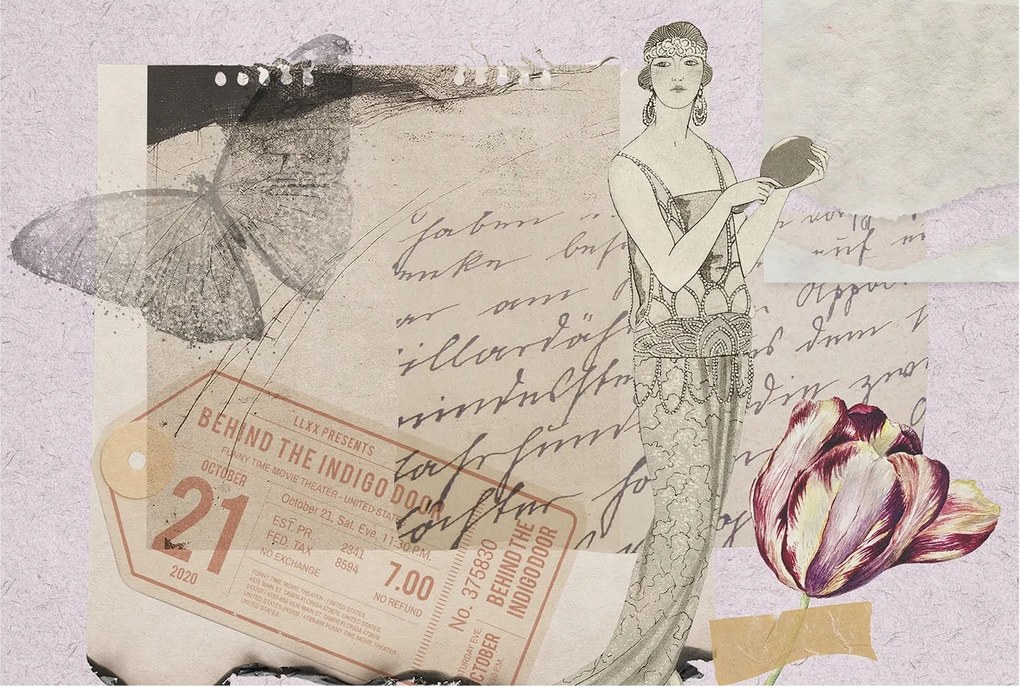 Divatos 3D fali tapéta Nosztalgikus kollázs 104x70 ragasztóval