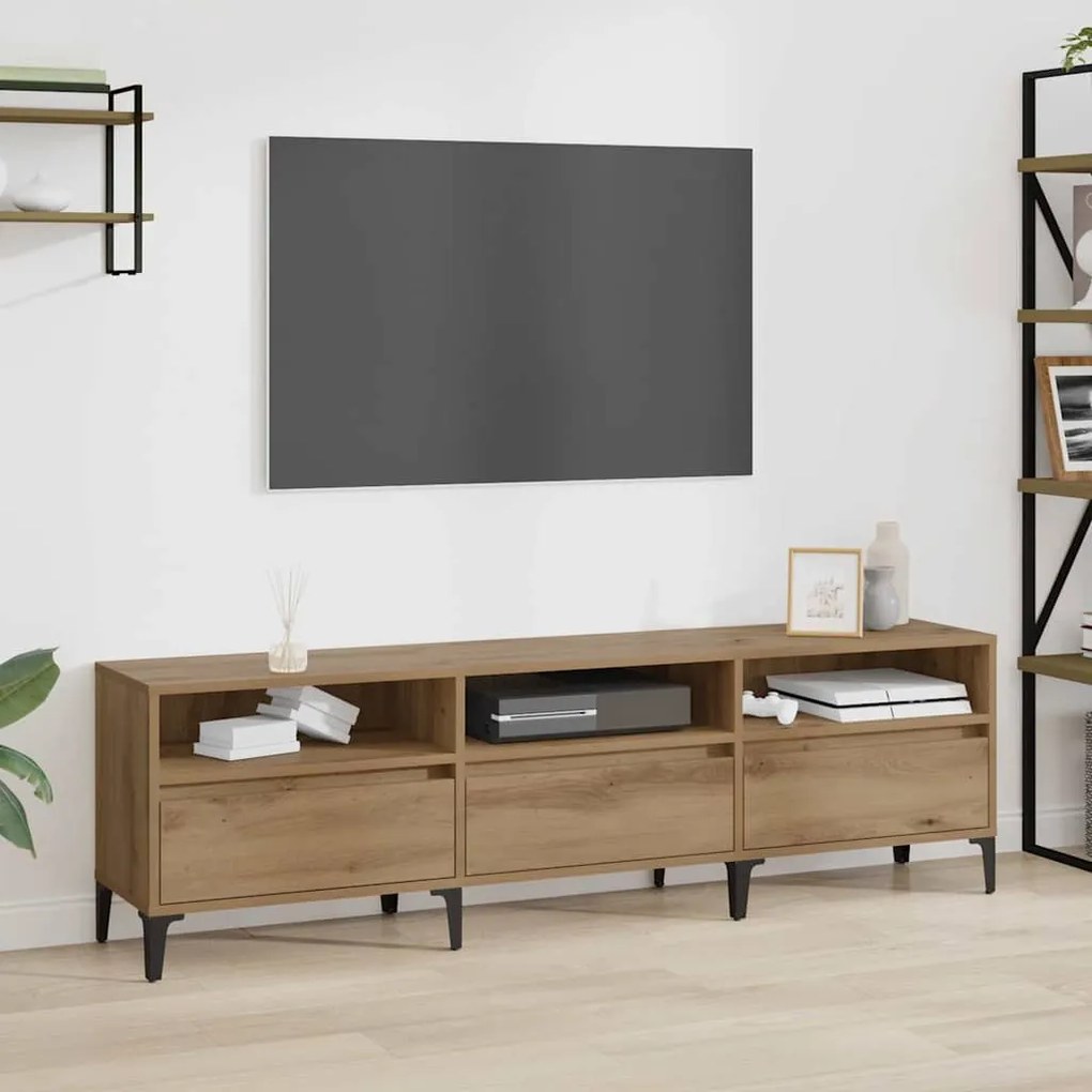 TV szekrény kézműves tölgy 150 x 30 x 44,5 cm Műszaki fa és vas
