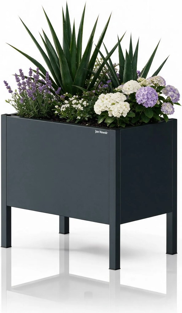 Kis fém virágcserép-burkolat, antracit, 400x350x250 mm: DAISY