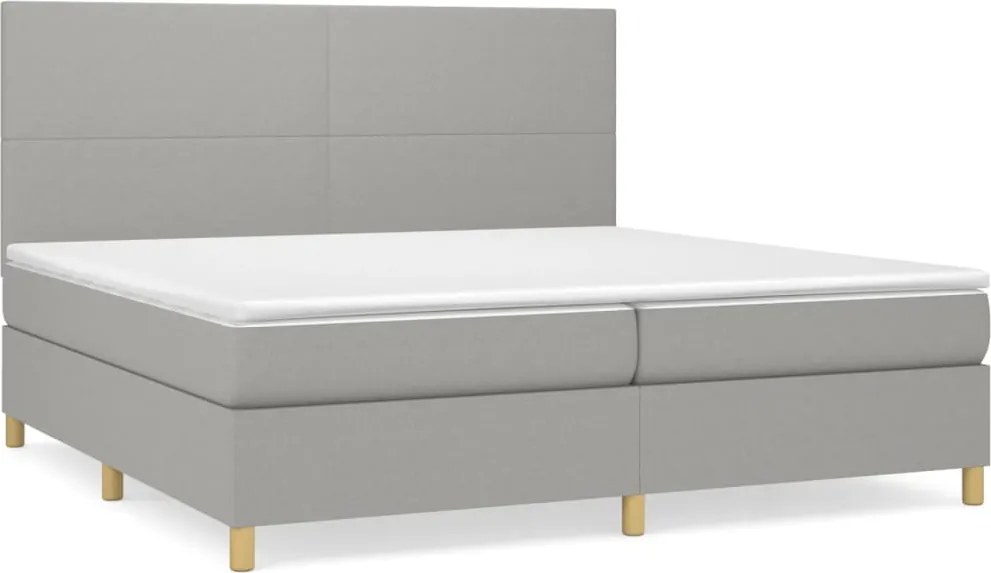 vidaXL világosszürke szövet rugós ágy matraccal 200 x 200 cm