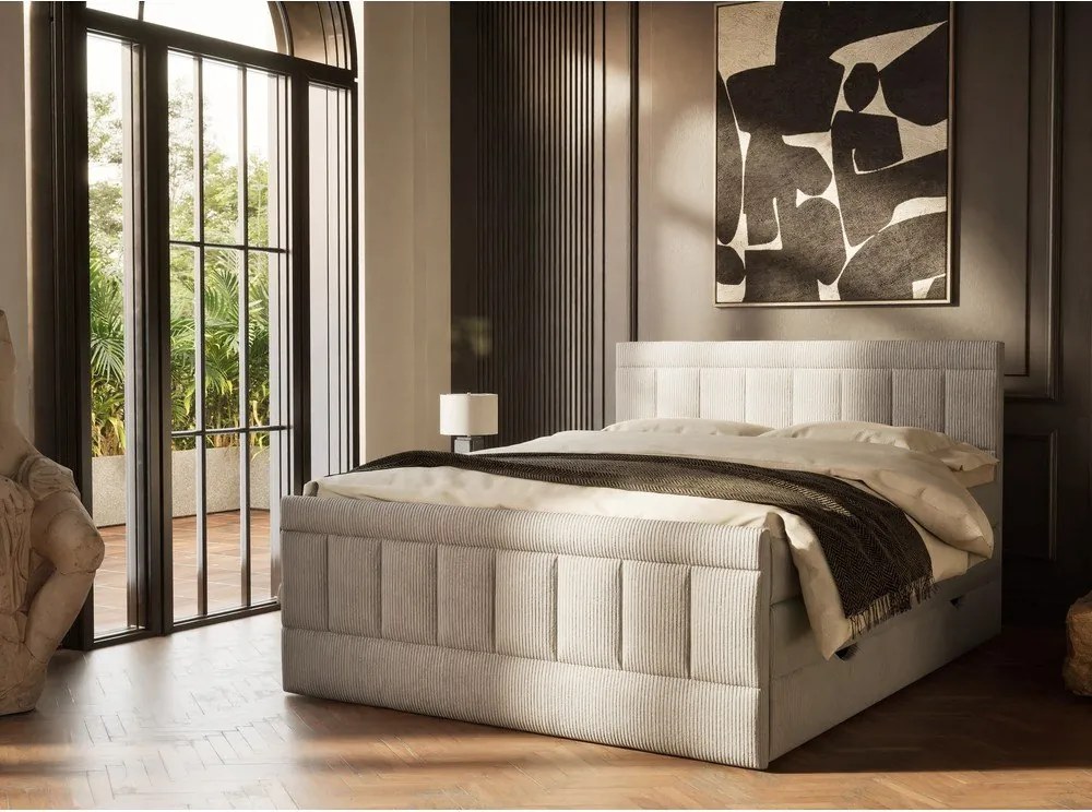 Szürke ágyneműtartós boxspring ágy 180x200 cm Caya – Maison de Rêve
