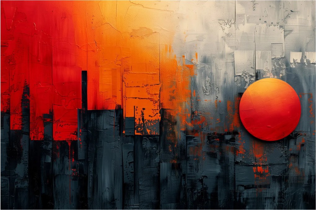 Kép - Absztrakt festmény a városról (90x60 cm)