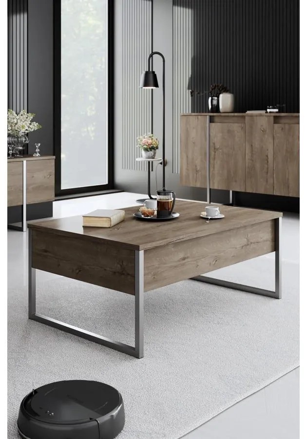 Dohányzóasztal Luxe - Walnut, Silver