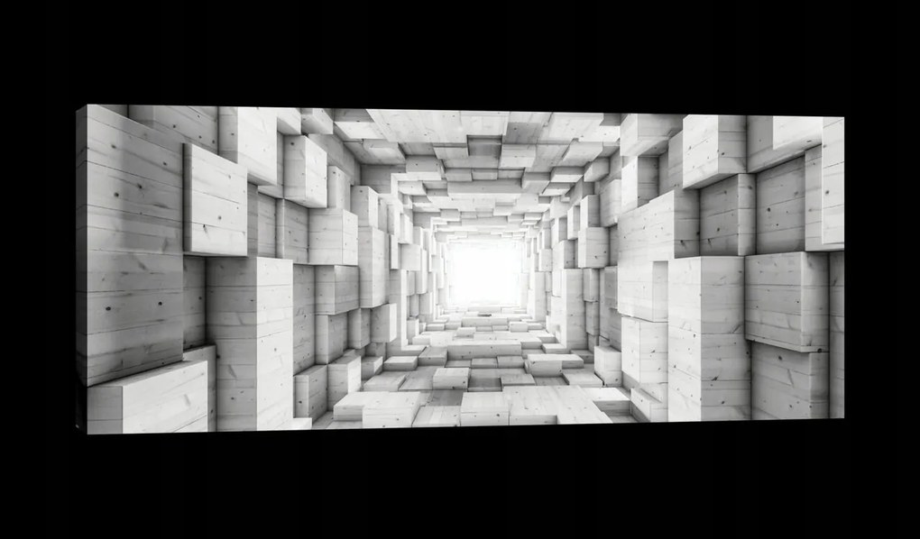 Vászonkép 145x45 Alagút 3D fa blokkok perspektíva mélység fény absztrakt