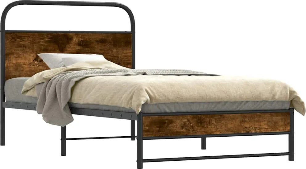 vidaXL ágykeret matrac nélkül 90x190 cm füstölt tölgy fűrészelt fa