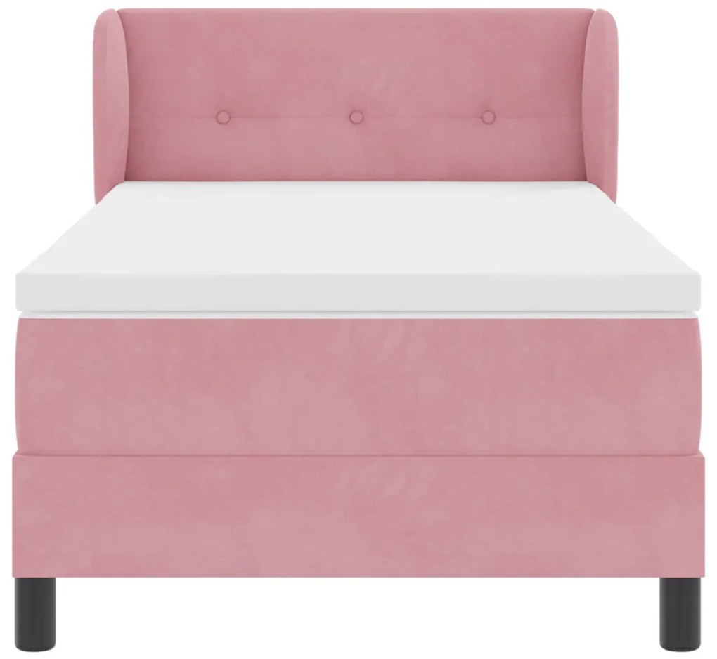 Box Spring Ágy Matraccal Rózsaszín 80x200 cm Bársonyos