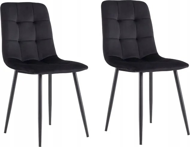 2DB-OS Szék Szett Velúr Kárpitozott Fekete
