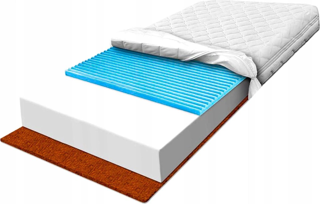 90x190 cm-es masszírozó habszivacs matrac allergiásoknak, kókusszal, 26 cm magas, H2 keménységű habszivaccsal megerősítve