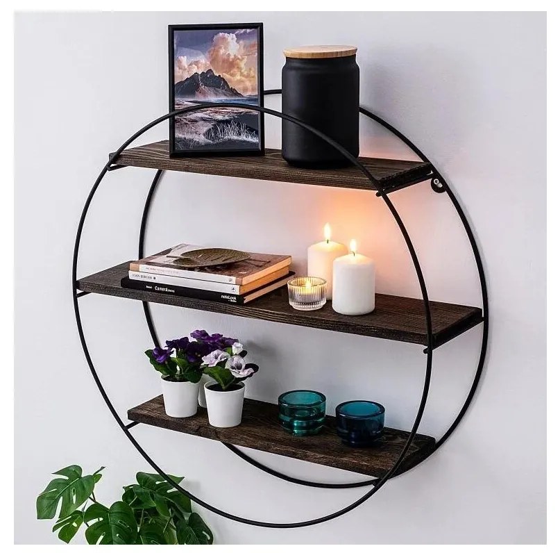 Fali polc TULIPA 60x15 cm lucfenyő/fekete