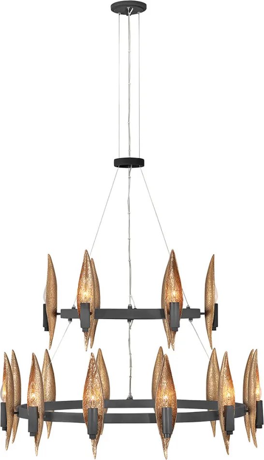 ELSTEAD QN-WILLOW18-CBK WILLOW Modern Csillár Fekete, Arany E14 IP20