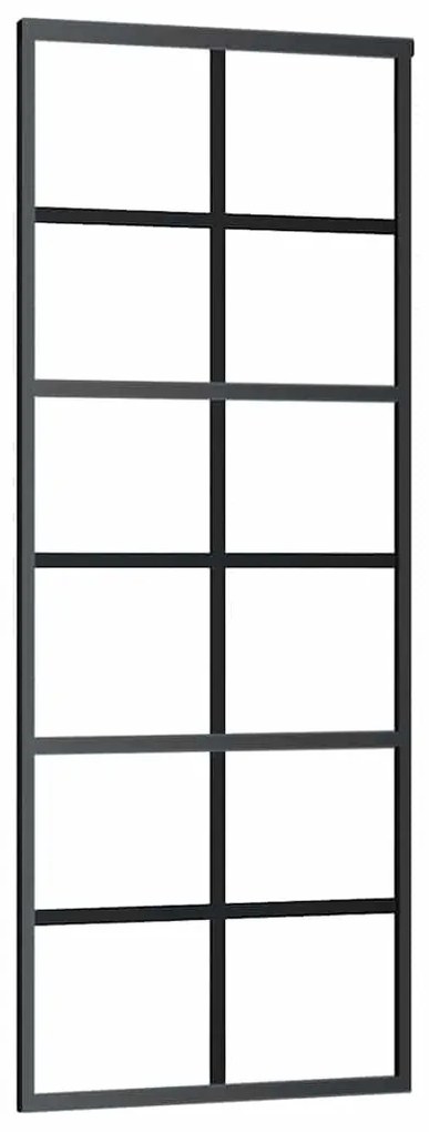 Fekete ESG üveg tolóajtó fémszerelvény-szettel 76x205 cm