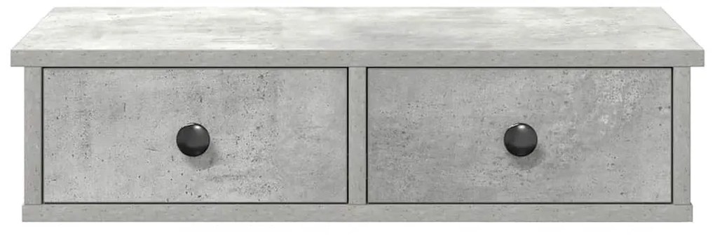 Falipolc fiókokkal betonszürke 60x25x15 cm műszaki fa