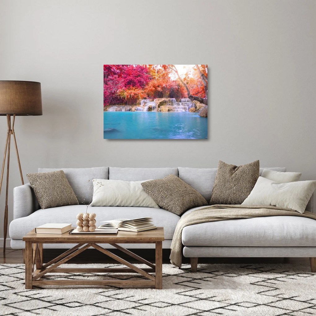 Türkiz lagúna, Laosz, Tat Kuang Si képe (üvegen) (70x50 cm)