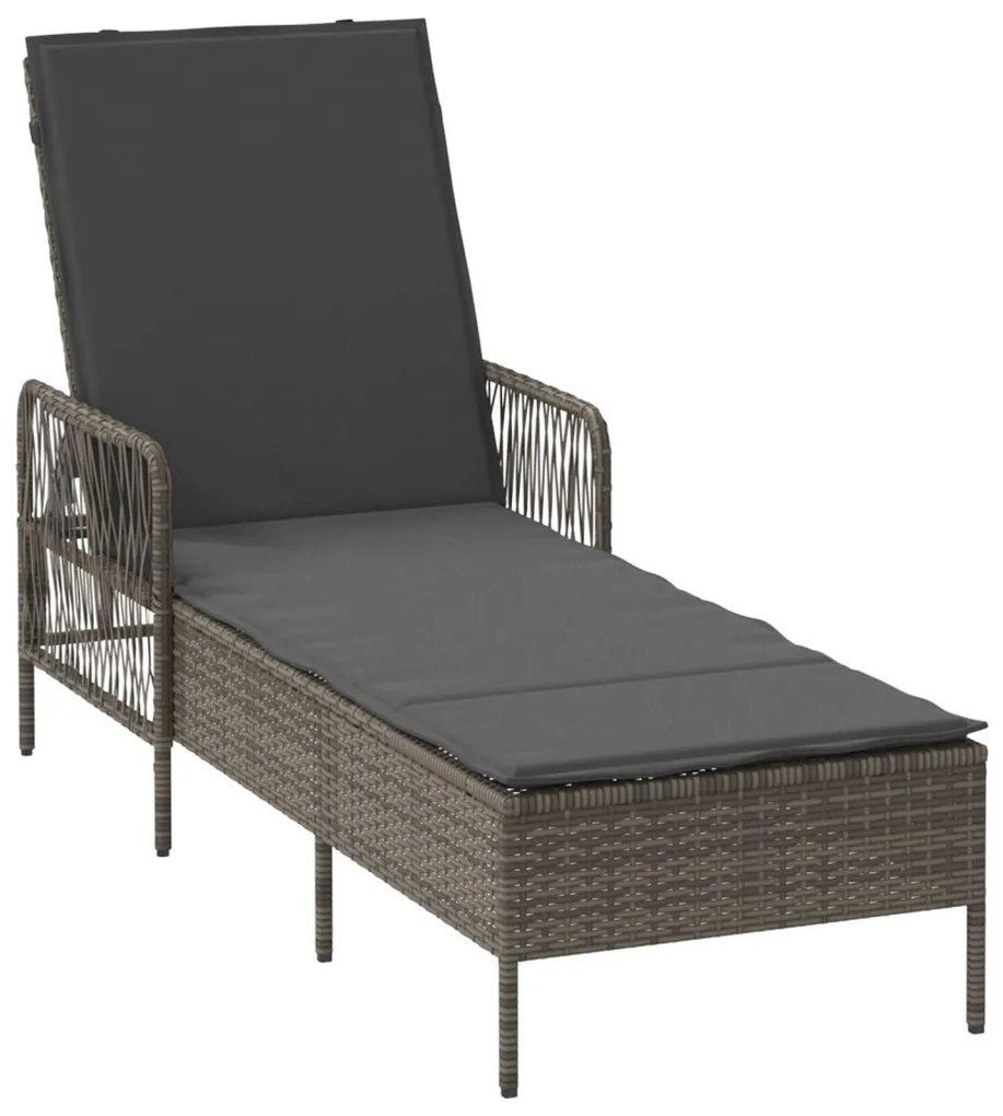 Napozóágy Szürke és sötét szürke PE Rattan 157 x 55 x 92 cm