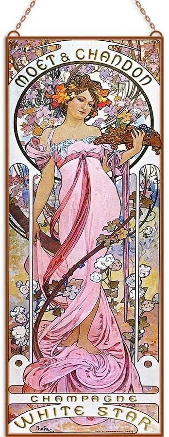 Alfons Mucha - Vintage Ladies (Garnitúra) üvegkép, falikép