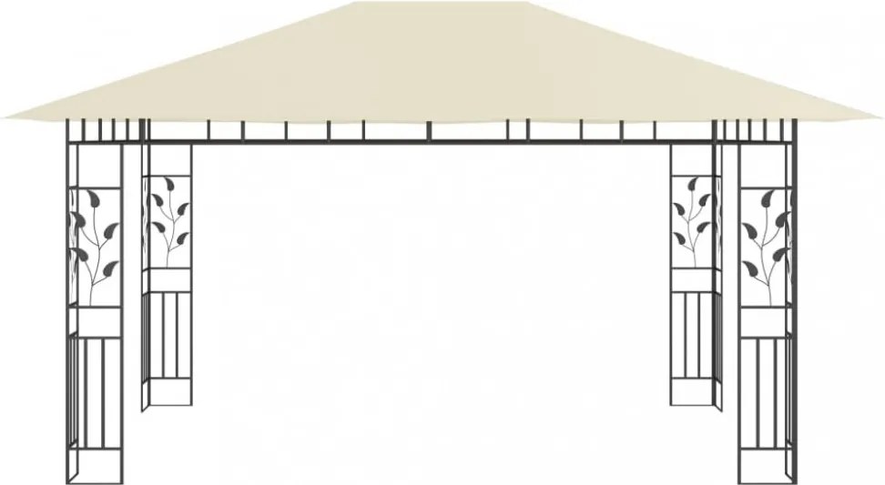 krémszínű pavilon szúnyoghálóval 4 x 3 x 2,73 m 180 g/m²